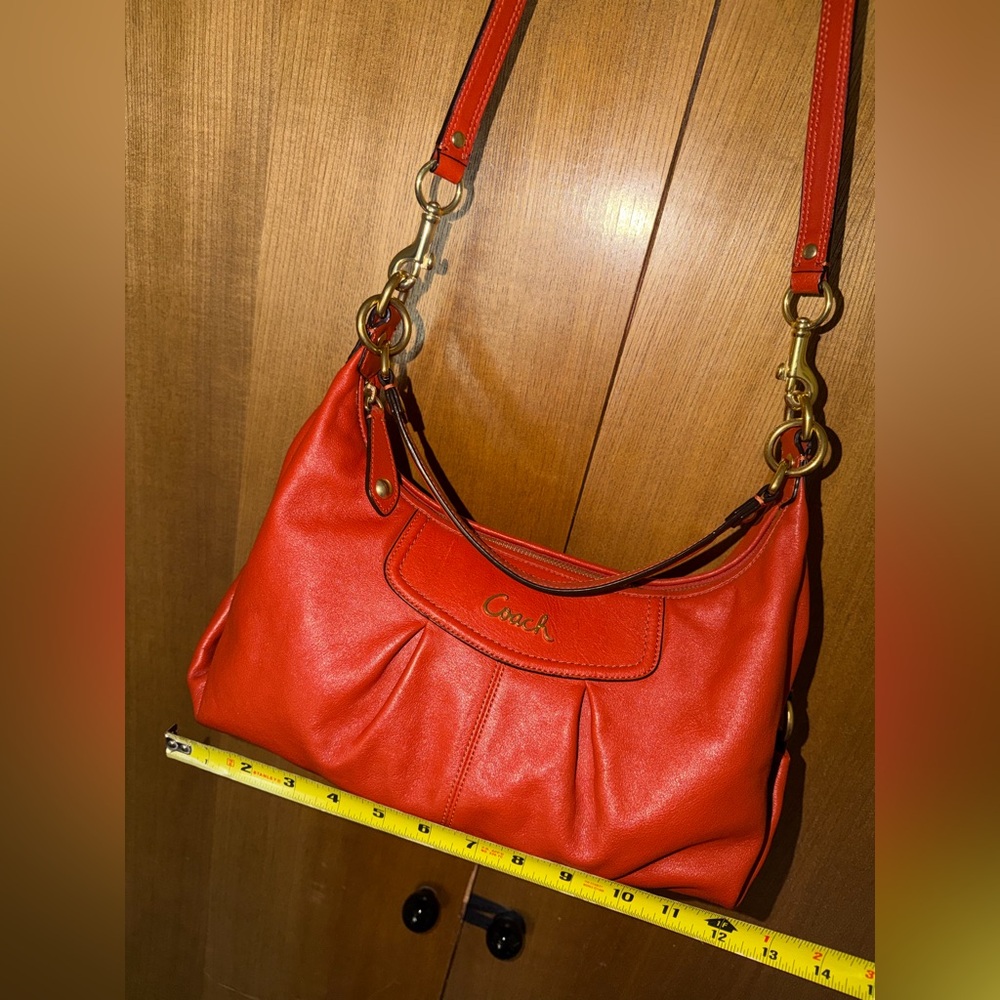 Coach Ashley Leather Convertible Hobo in Orange, Gold Hardware, F19761 - Picture 13 of 16